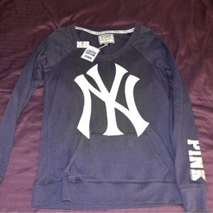 Pink By Victoria Secret New York Yankees Pullover Women's medium Navy Blue